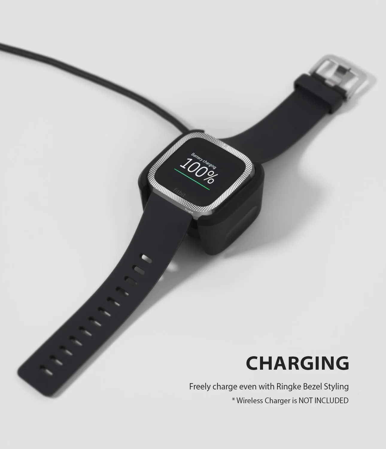 Bezel Styling Designed for Fitbit Versa 2 - Knurling Silver [Stainless Steel]