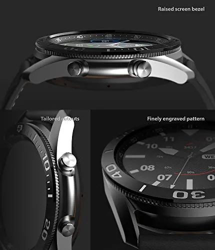 Bezel Styling for Galaxy Watch 3 45mm - Glossy Black  45-04 (ST)  [Stainless Steel]