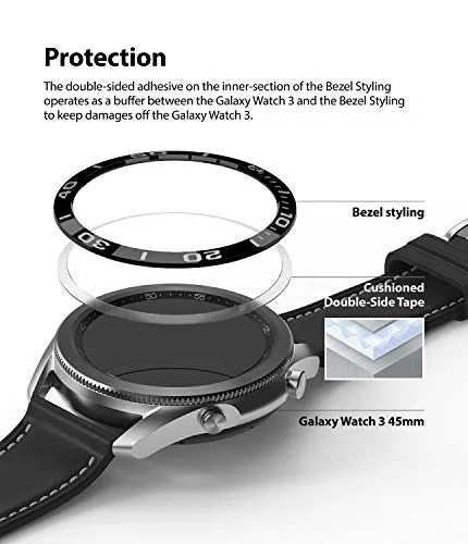 Bezel Styling for Galaxy Watch 3 45mm - Glossy Black  45-04 (ST)  [Stainless Steel]