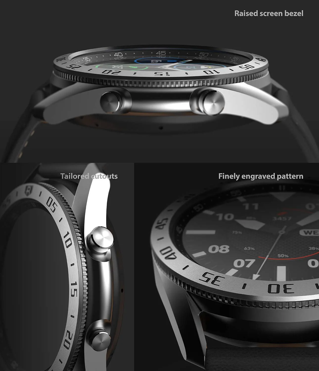 Bezel Styling for Galaxy Watch 3 45mm -  Silver  45-01 (ST) [Stainless Steel]