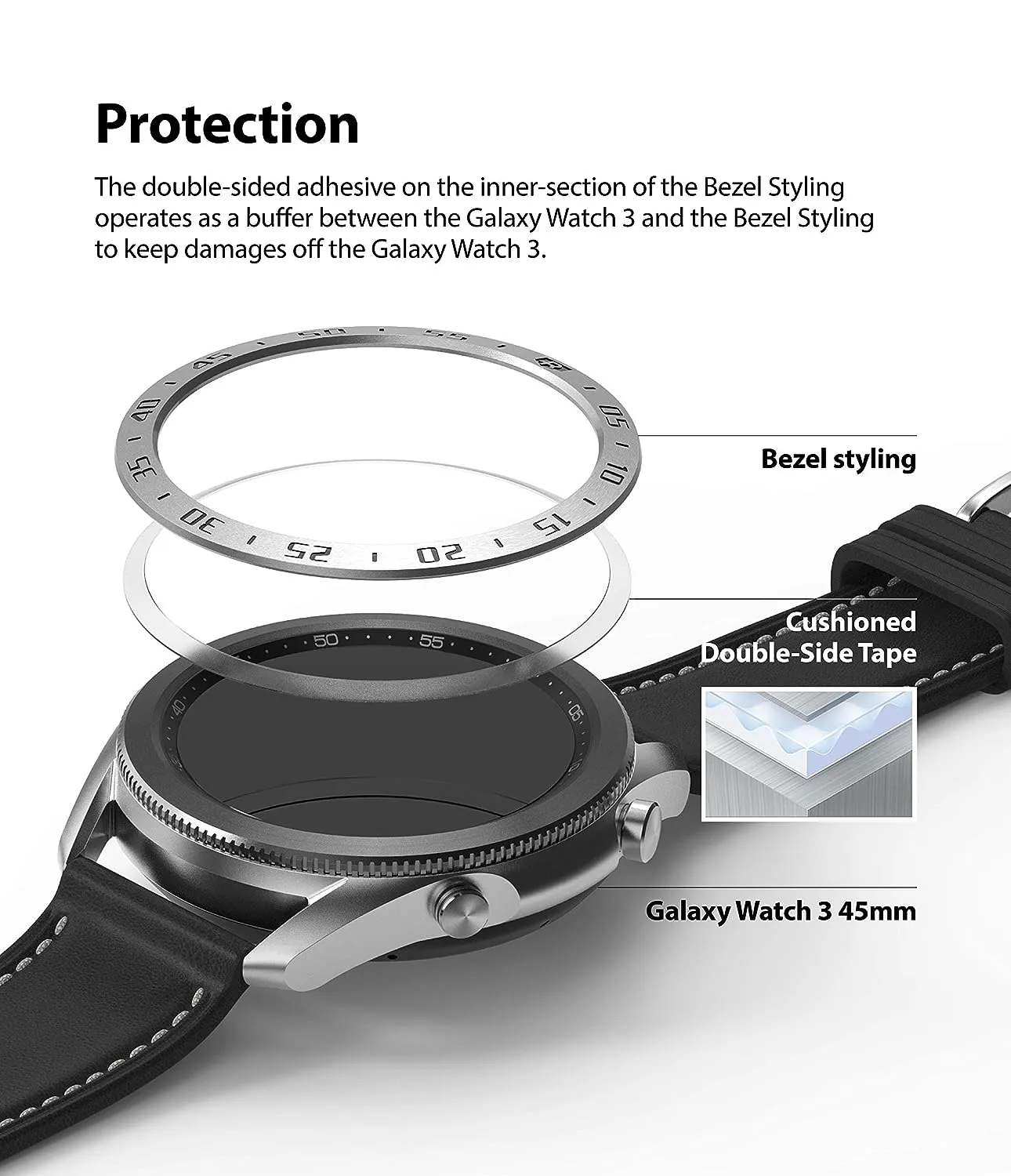 Bezel Styling for Galaxy Watch 3 45mm -  Silver  45-01 (ST) [Stainless Steel]