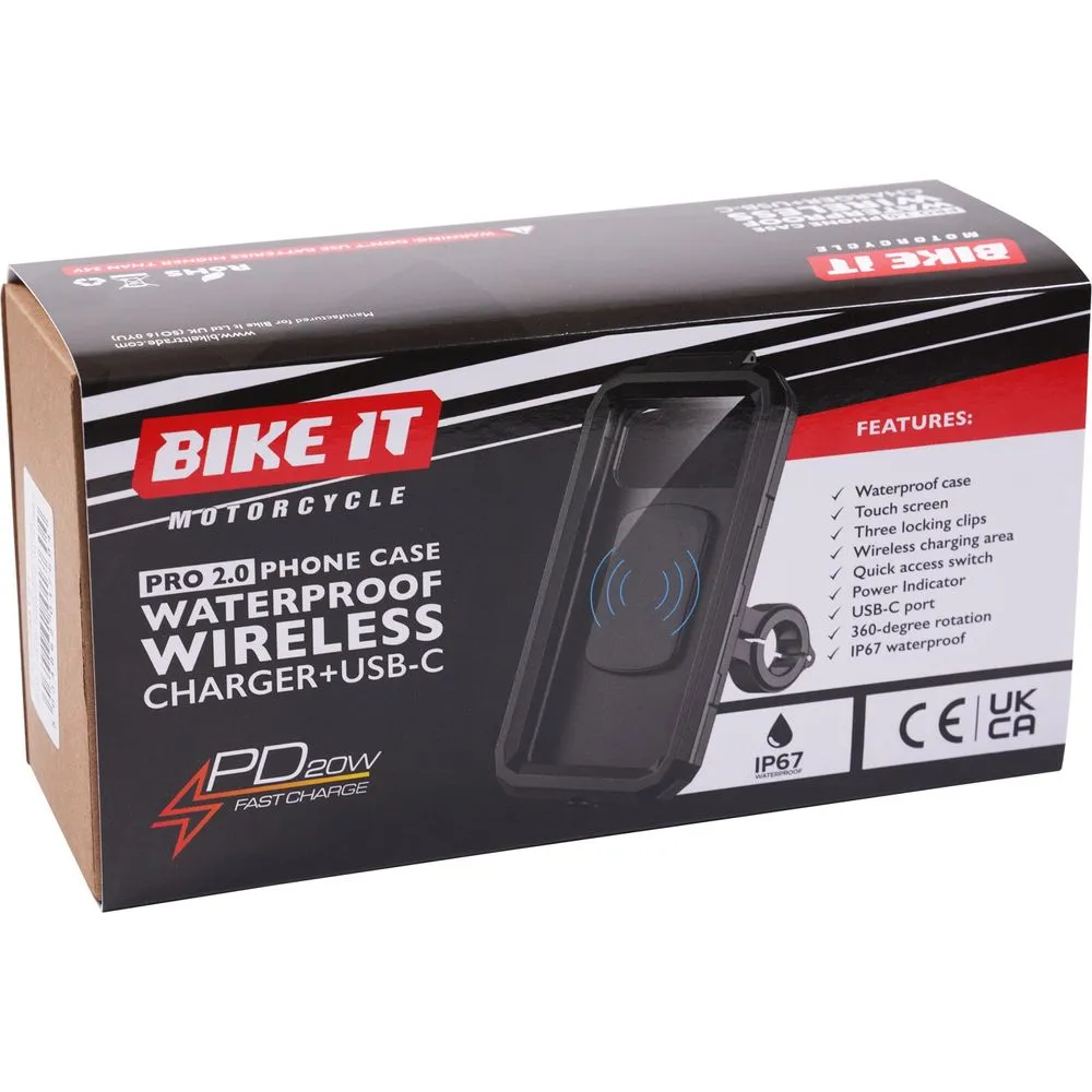 Bike It Pro2 Wireless Phone Charger Waterproof With USB-C