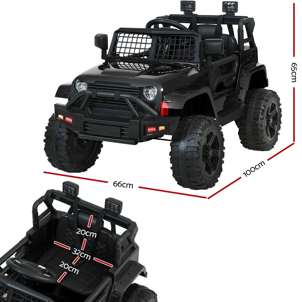 Black 12V Jeep-Inspired Kids Electric Ride On Vehicle - Rigo