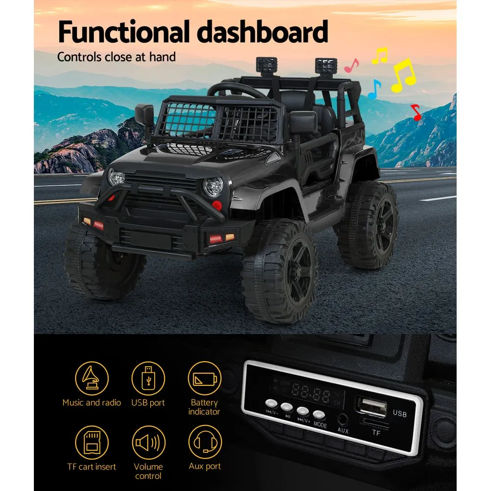 Black 12V Jeep-Inspired Kids Electric Ride On Vehicle - Rigo