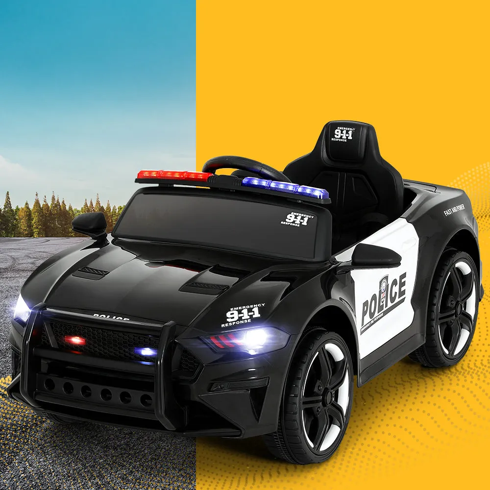 Black 12V Kids Ride On Police Car with Remote Control – Rigo