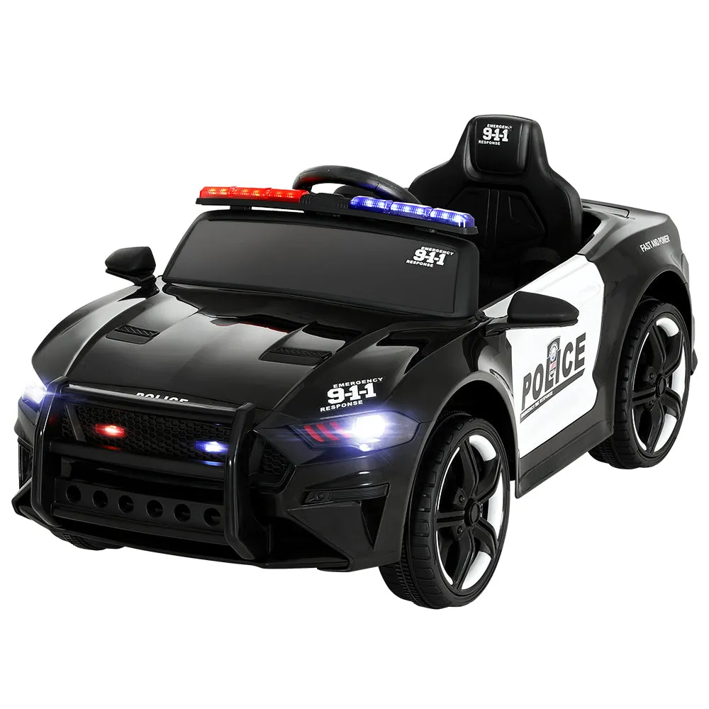 Black 12V Kids Ride On Police Car with Remote Control – Rigo