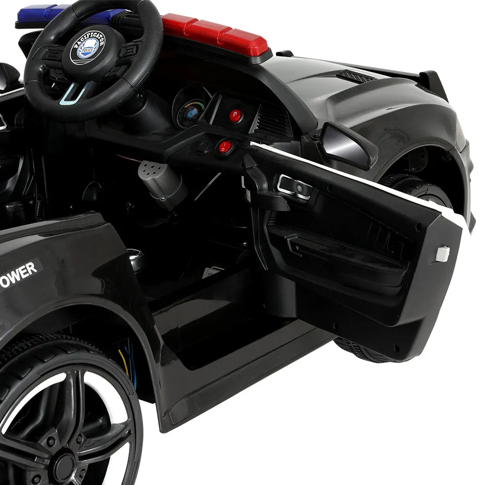 Black 12V Kids Ride On Police Car with Remote Control – Rigo