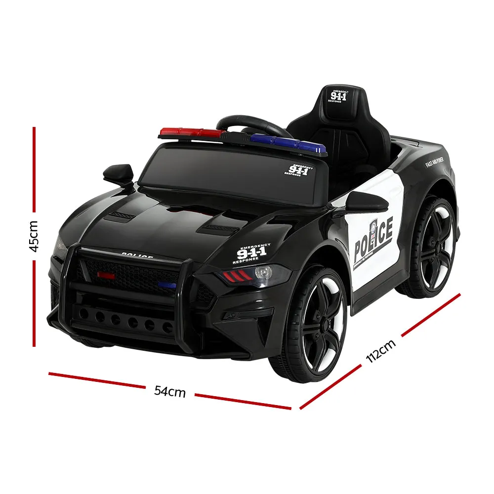 Black 12V Kids Ride On Police Car with Remote Control – Rigo