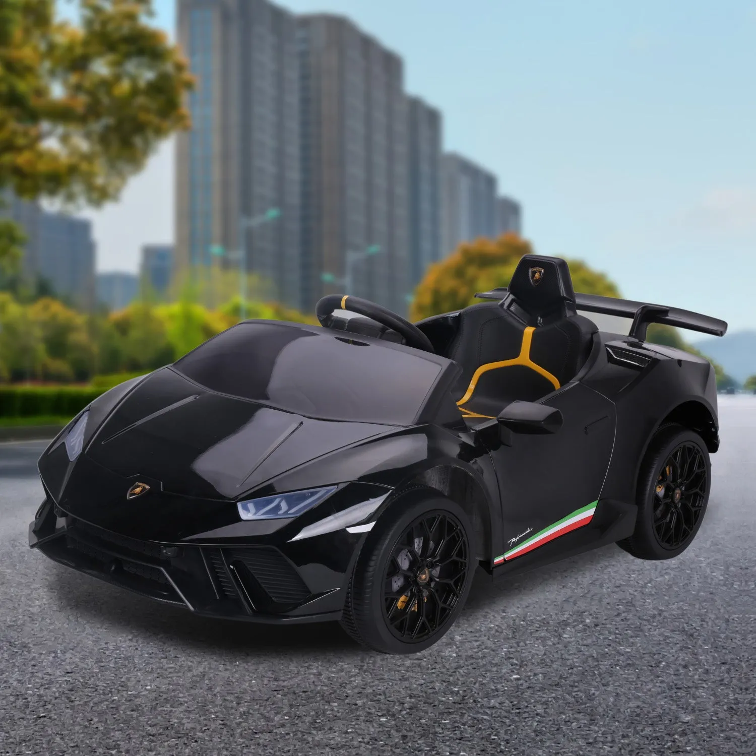 Black Lamborghini Performante Kids Electric Ride On Car, Remote