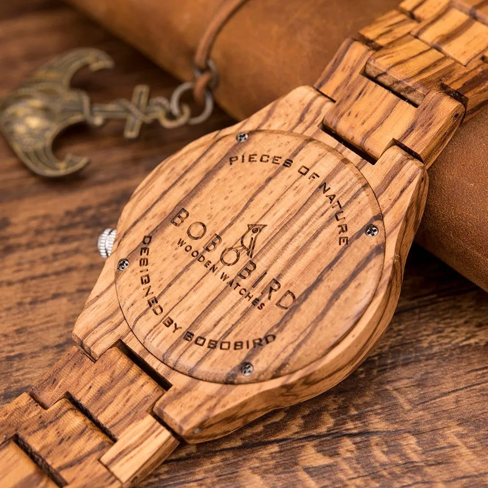 BOBO BIRD Wood Norse Rune Compass Men's Watches Luxury Wooden Strap Bamboo Gift Box