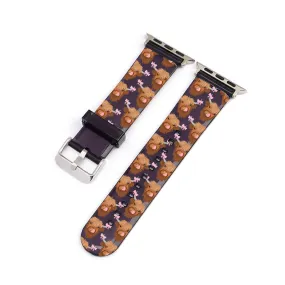 Bonnie the Highland Cow Black Smartwatch Strap