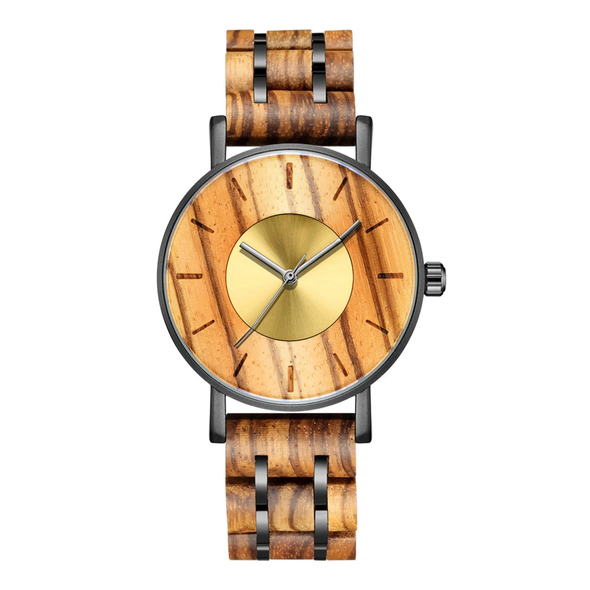 Bordeaux - Black & Zebrawood Minimal Watch