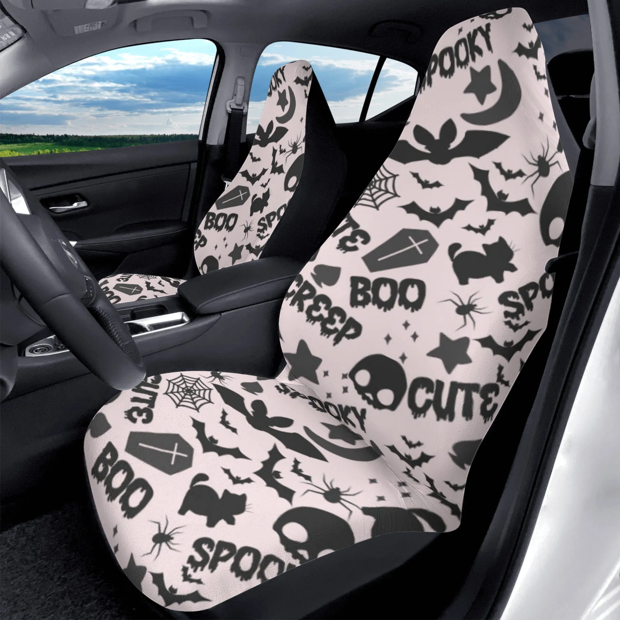 Car Accessories | Car Seat Covers for Front | Set of 2 | Sweat Protector | Vehicle Interiors– Spooky Boo