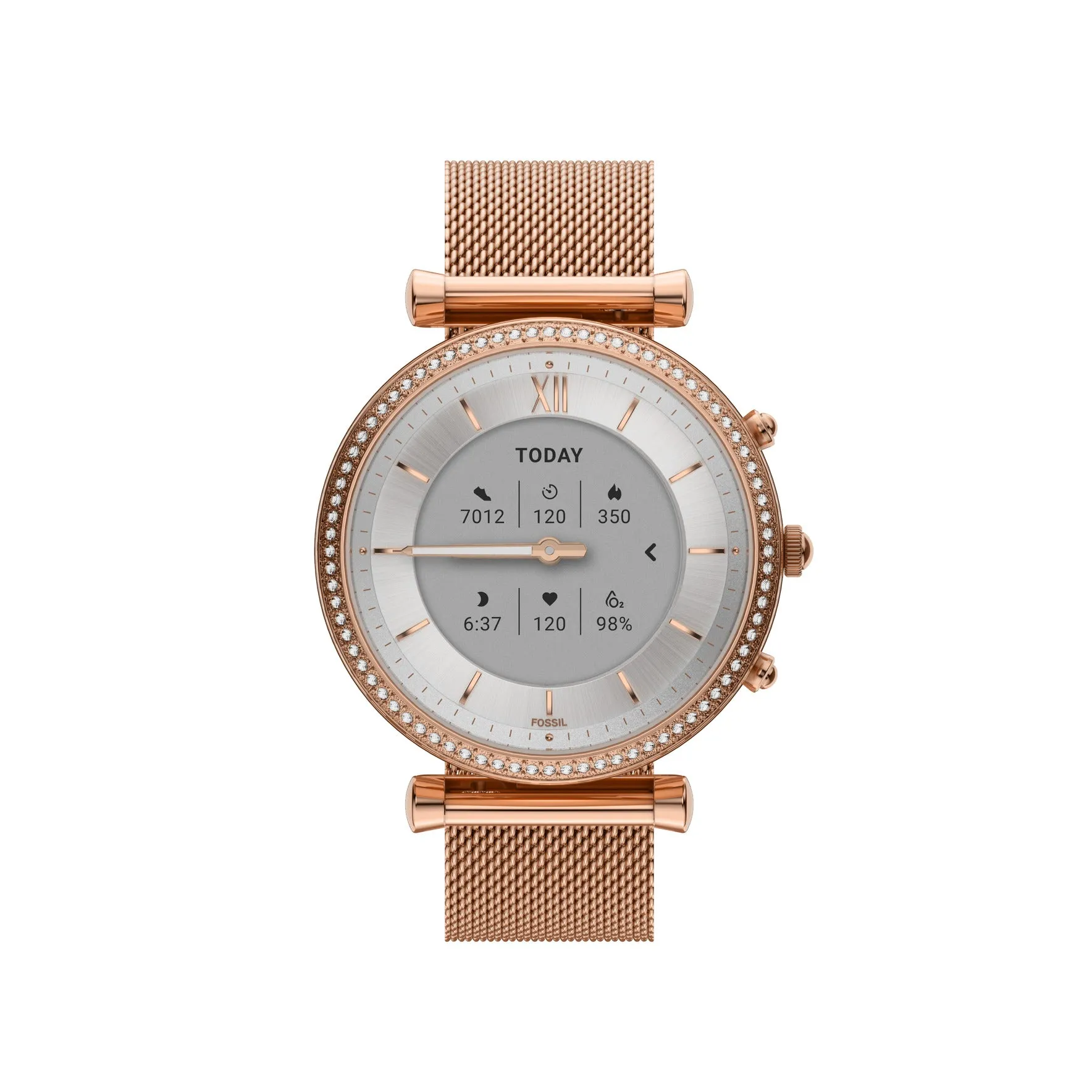 Carlie Gen 6 Hybrid Smartwatch Rose Gold-Tone Stainless Steel Mesh