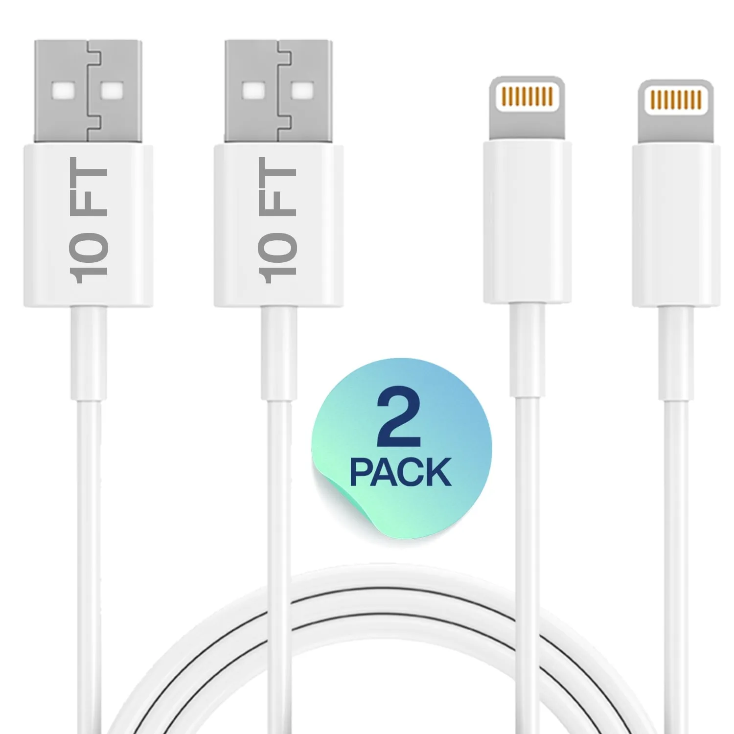 Charger Lightning Cable Set, Ixir, 2 Pack 10FT USB Cable, Compatible with iPhone 13/12/11/14/14 Pro Max/13/13 Pro Max/iPod Touch/Case