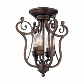 Chateau Semi-Flush Mount Fixture - Rubbed Bronze - 12.5in. Diameter - E12 Candelabra Base