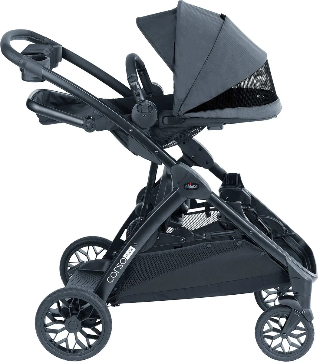 Chicco Corso Flex Single to Double Travel System Bundle - Legend / Shadow