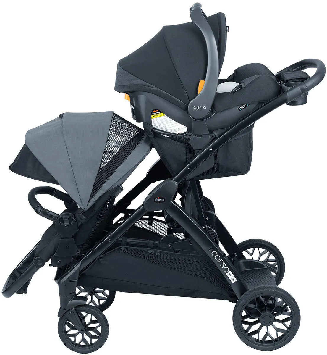 Chicco Corso Flex Single to Double Travel System Bundle - Legend / Shadow