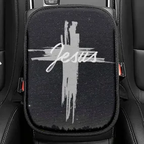 Christian Jesus Word Cross Seat Box Cover, Bible Verse Car Center Console Cover, Scripture Interior Car Accessories