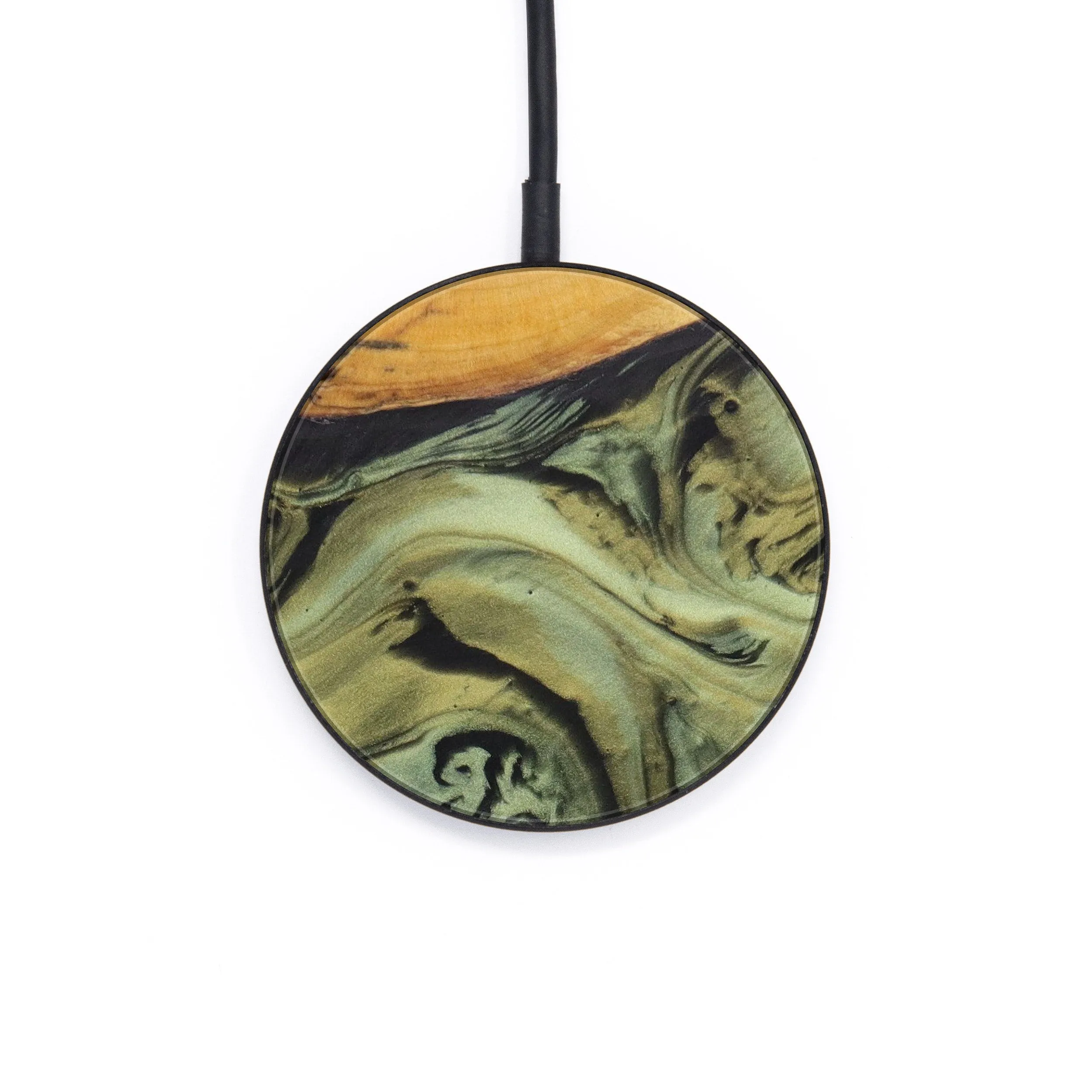 Circle Wood Resin Wireless Charger - Cathryn (Dark Green, 610201)