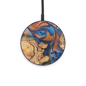 Circle Wood Resin Wireless Charger - Cayden (Teal & Gold, 628880)