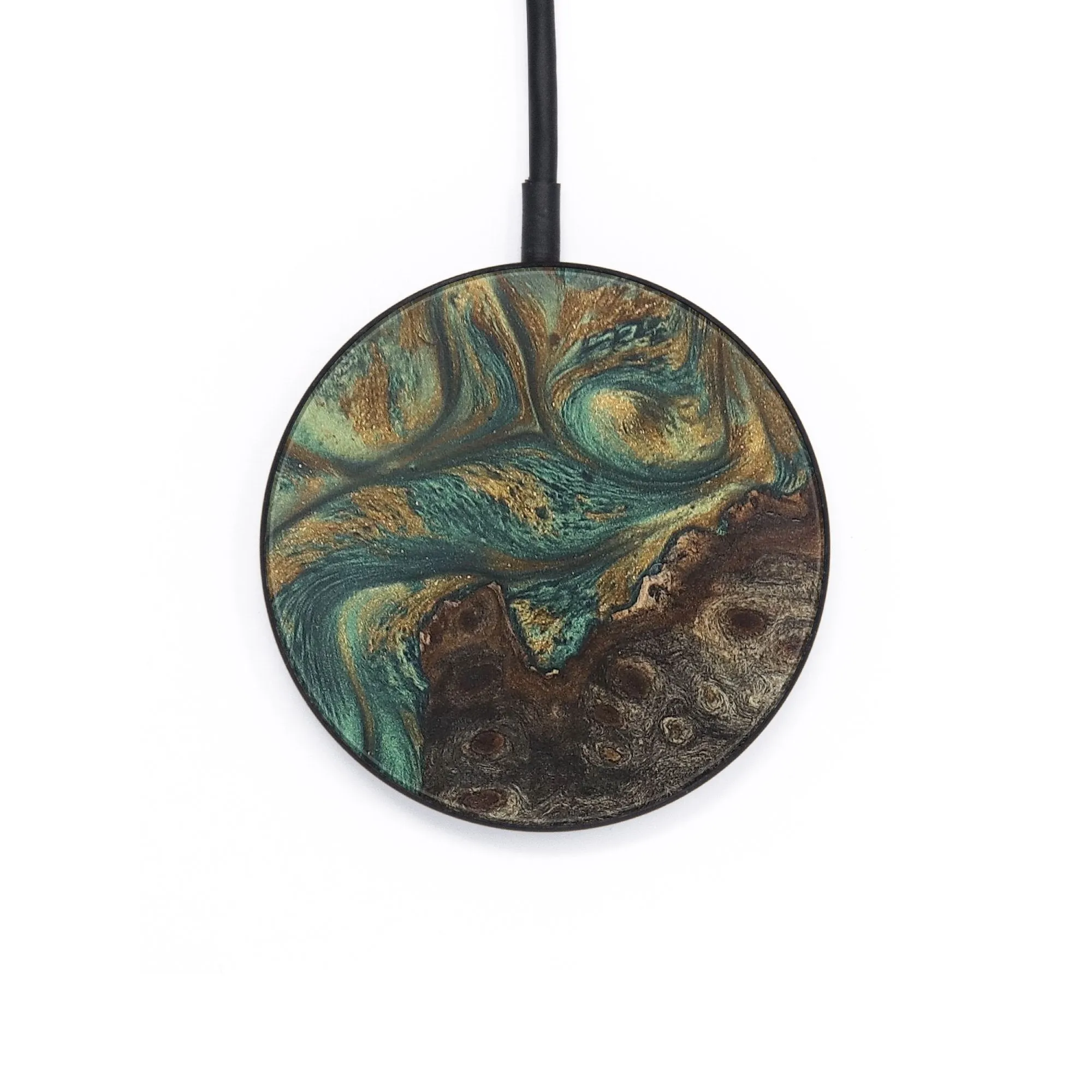 Circle Wood Resin Wireless Charger - Doug (Green, 656802)