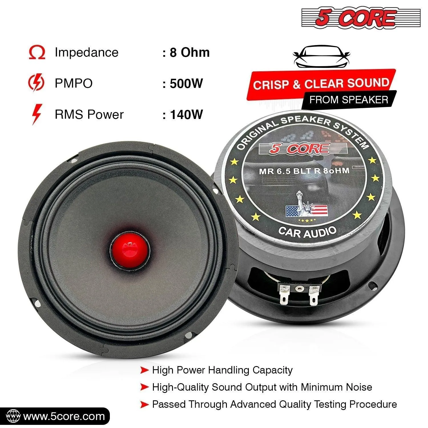 Copy of 5 Core 4pcs Speaker Woofer with Super Bullet Tweeter, Max