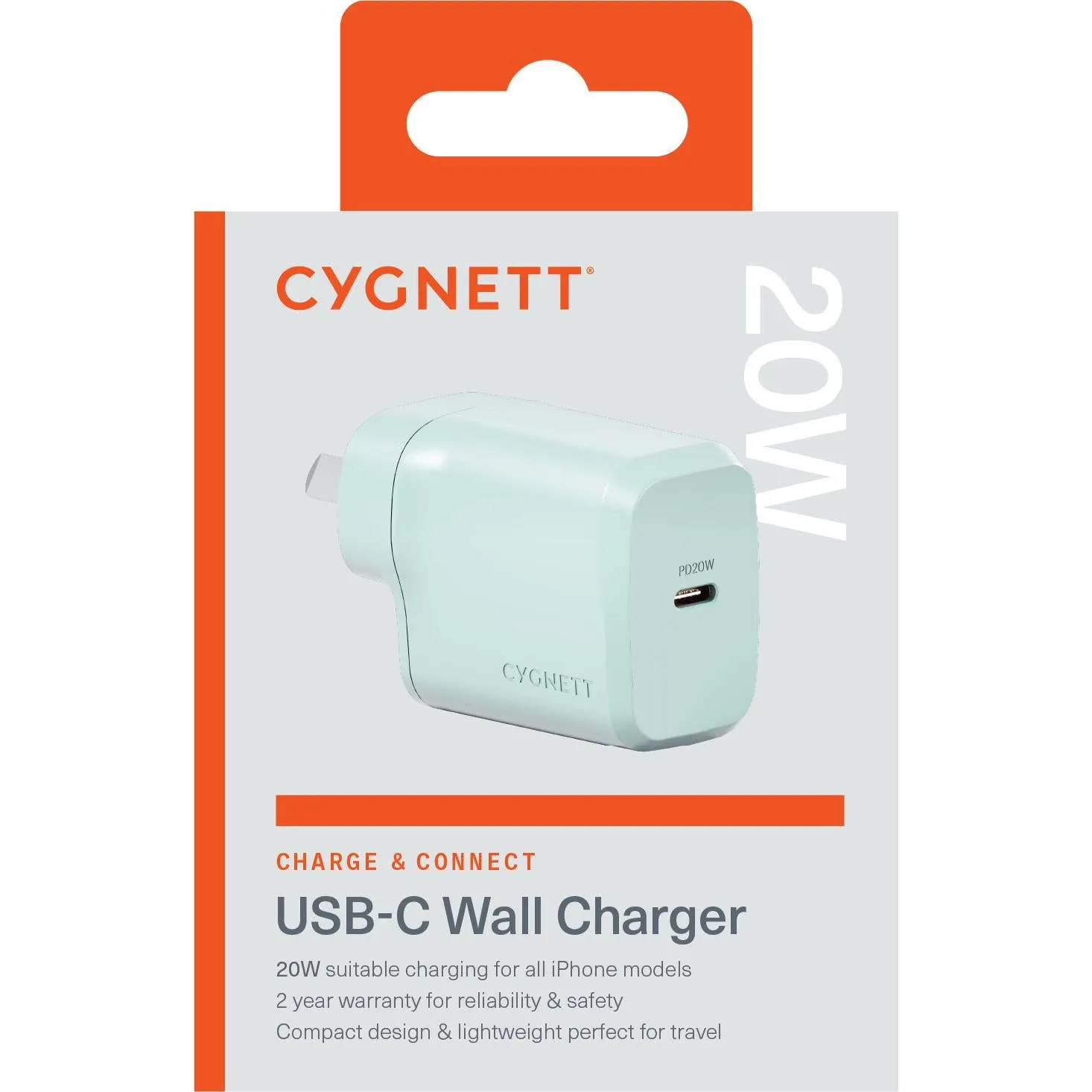 Cygnett Charge and Connect 20W USB-C PD Wall Charger (Green)