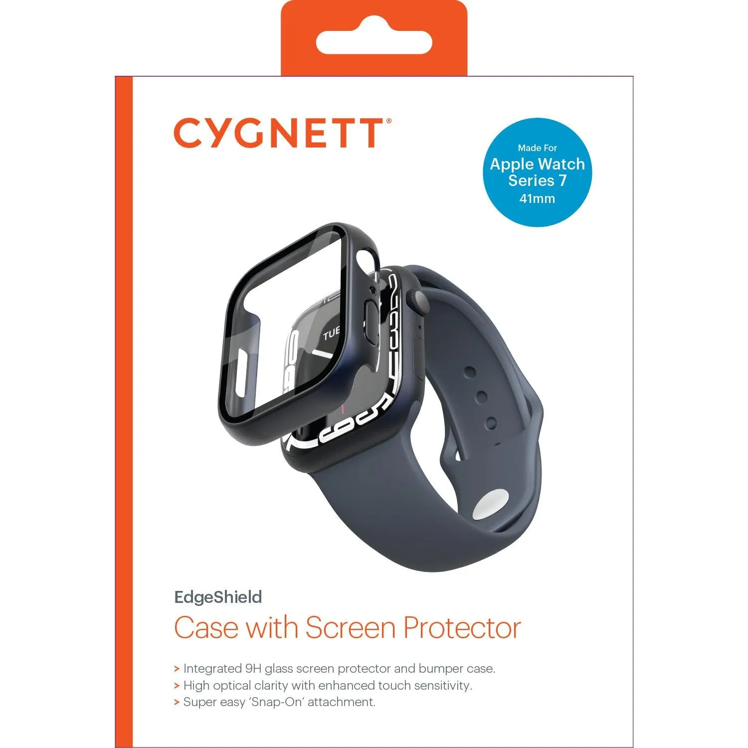 Cygnett EagleShield Case with Screen Protector for Apple Watch 7/8/9 41mm (Black)