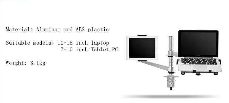 Desk Aluminum Laptop Dual Stand10-15" laptop & 7-10" Tablets Tarzan II