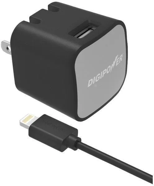 DIGIPOWER IS-AC2L InstaSense 2.4-Amp Single-USB Wall Charger with 5ft Lightning Cable