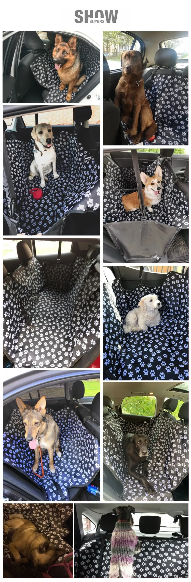 Dog Waterproof Car Seat Cover With Paw Prints