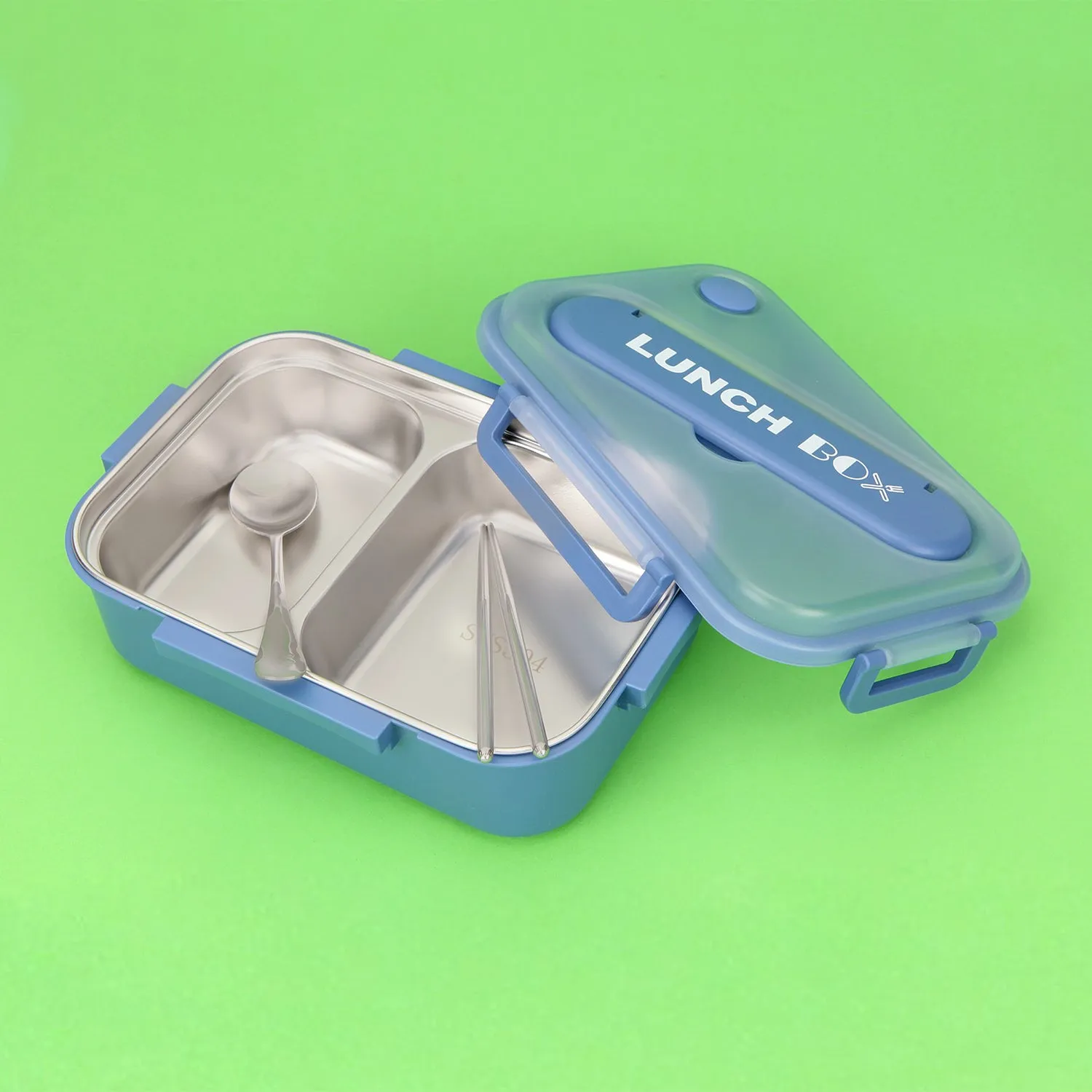 DUAL COMPARTMENT DITACHABLE LUNCH BOX - BLUE