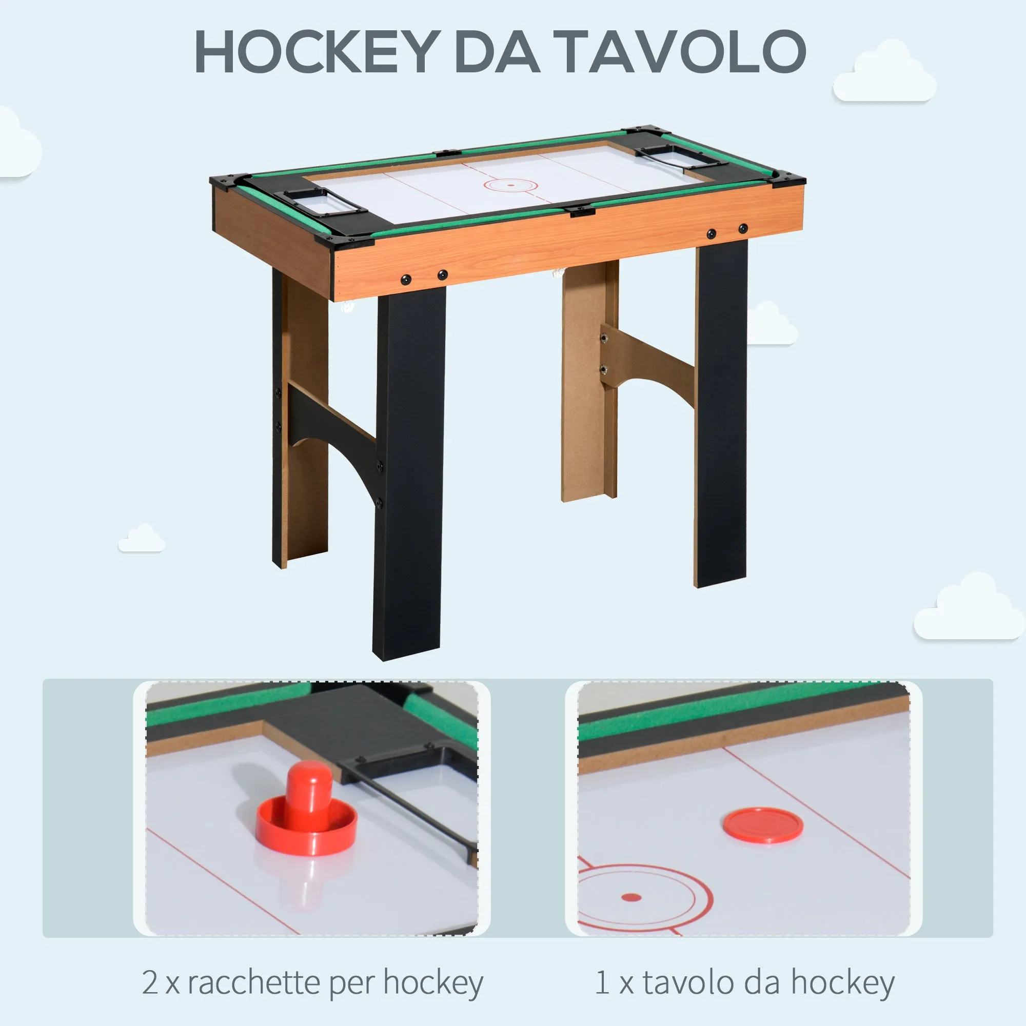 Easycomfort Tavolo Multi gioco 4 in 1 con Calcio Balilla, Hockey da Tavolo, Ping Pong e Biliardo in Legno MDF, 87 x 43 x 73cm