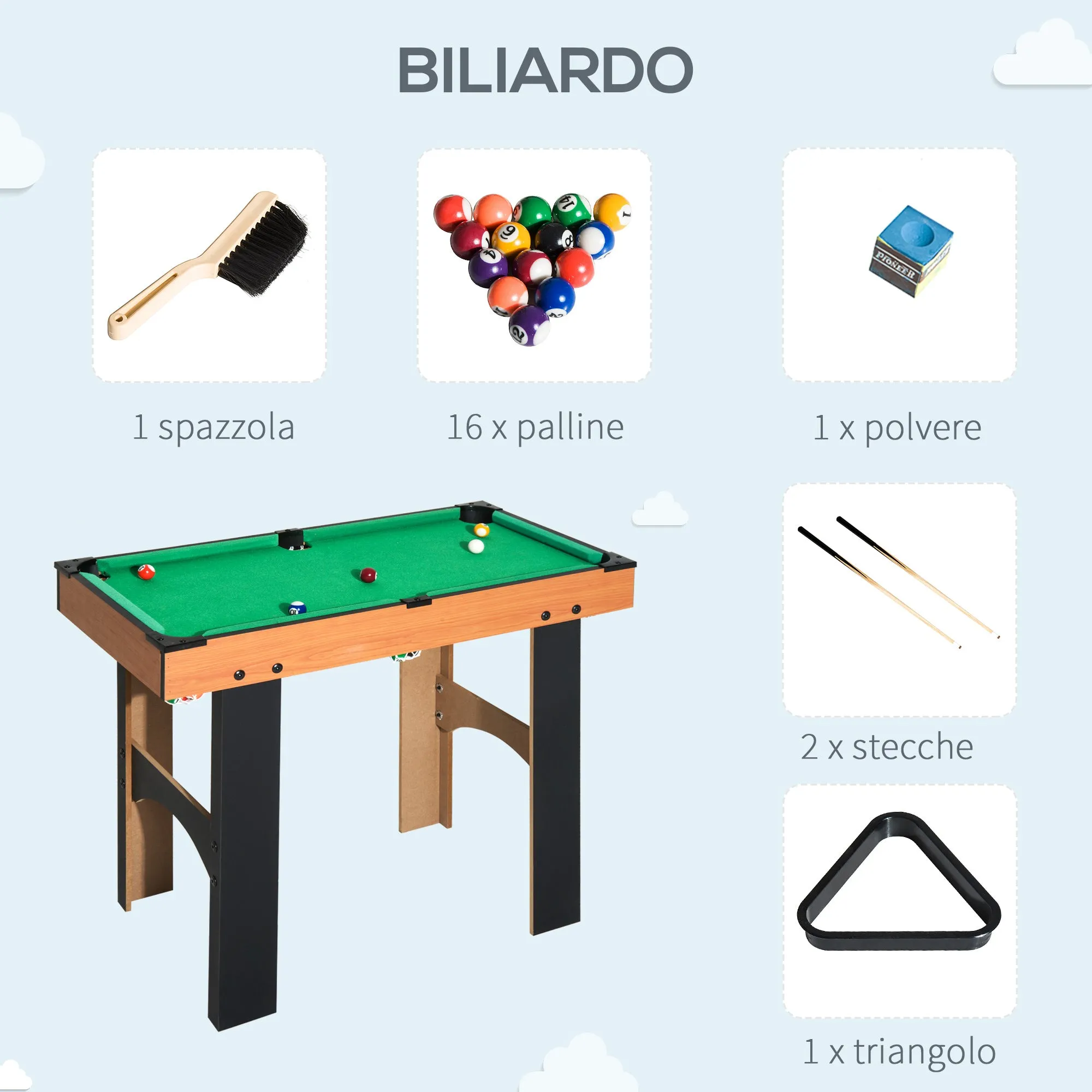 Easycomfort Tavolo Multi gioco 4 in 1 con Calcio Balilla, Hockey da Tavolo, Ping Pong e Biliardo in Legno MDF, 87 x 43 x 73cm