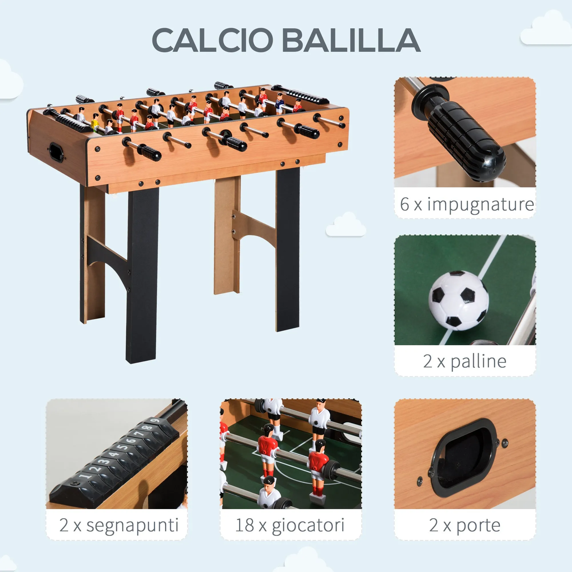 Easycomfort Tavolo Multi gioco 4 in 1 con Calcio Balilla, Hockey da Tavolo, Ping Pong e Biliardo in Legno MDF, 87 x 43 x 73cm