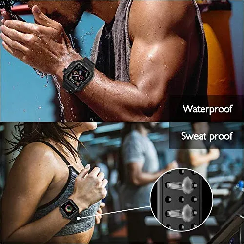 Eeom for Apple Watch Waterproof Rugged Case With Silicone Band 44mm