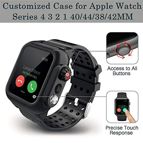 Eeom for Apple Watch Waterproof Rugged Case With Silicone Band 44mm