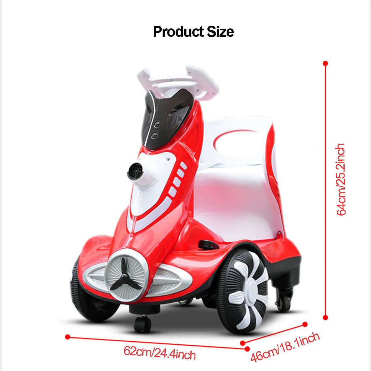 Electric Scooter Anti-Rollover Electric Car Kids Bubble Car Dual Drive with Light & Music