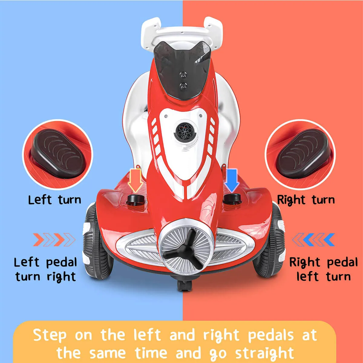 Electric Scooter Anti-Rollover Electric Car Kids Bubble Car Dual Drive with Light & Music