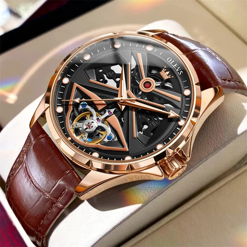 Elegance® 6655 Top Brand Men Tourbillon Mechanical Watches Automatic Self-Wind Waterproof Wristwatches Luminous Relogio Masculino New