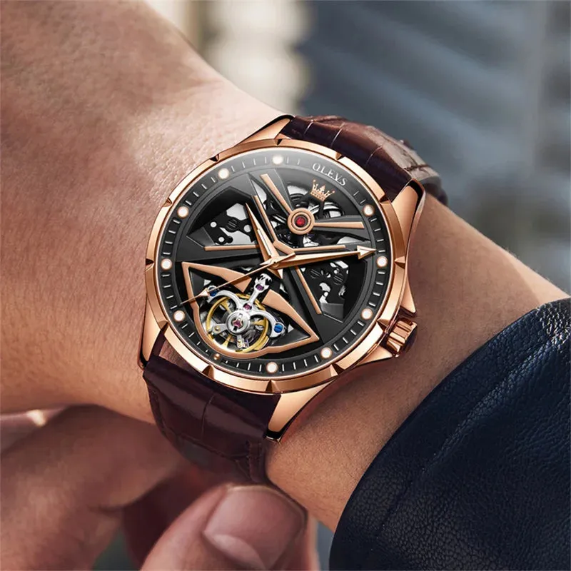 Elegance® 6655 Top Brand Men Tourbillon Mechanical Watches Automatic Self-Wind Waterproof Wristwatches Luminous Relogio Masculino New