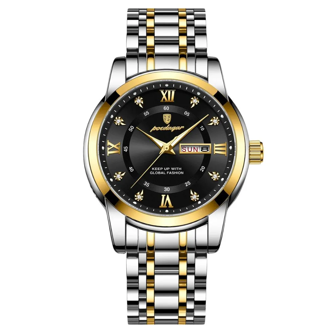 ELEGANCE® 936 Luxury Watch for Man Elegant Date Week Waterproof Luminous Men Watch Quartz Stainless Steel Sports Men's Watches