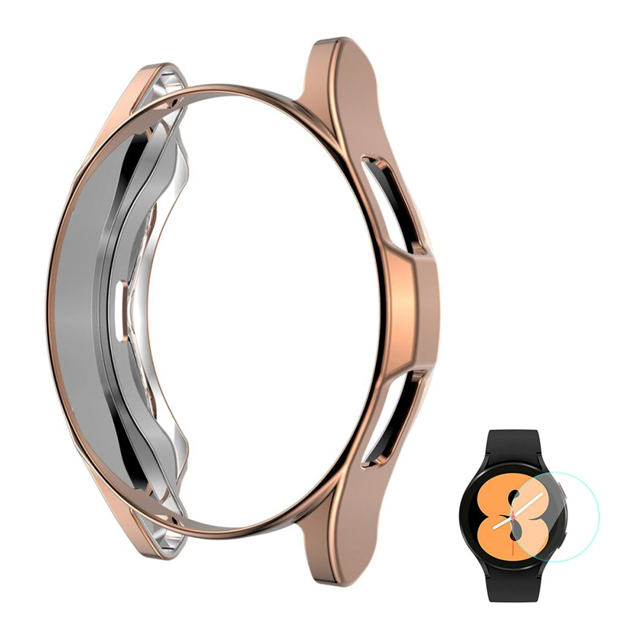 ENKAY 2-in-1 Samsung Galaxy Watch 4 Classic (46mm) TPU cover   tempered glass screen protector - Rose Gold