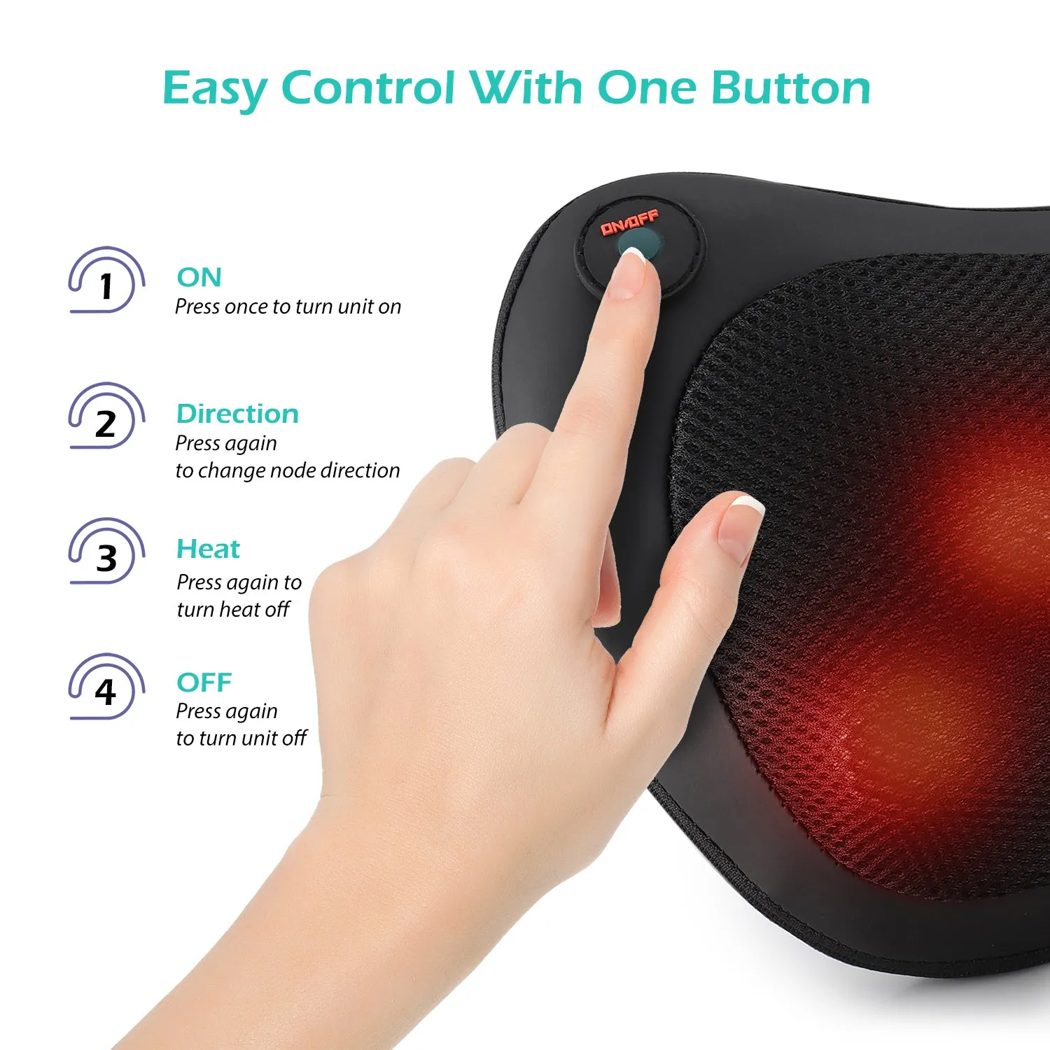 Ergonomic Heated Pillow Massager