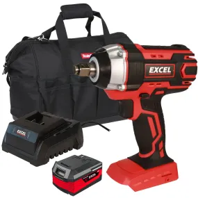 Excel 18V Cordless Impact Wrench 1/2" with 1 x 4.0Ah Battery Charger & Bag EXL10061