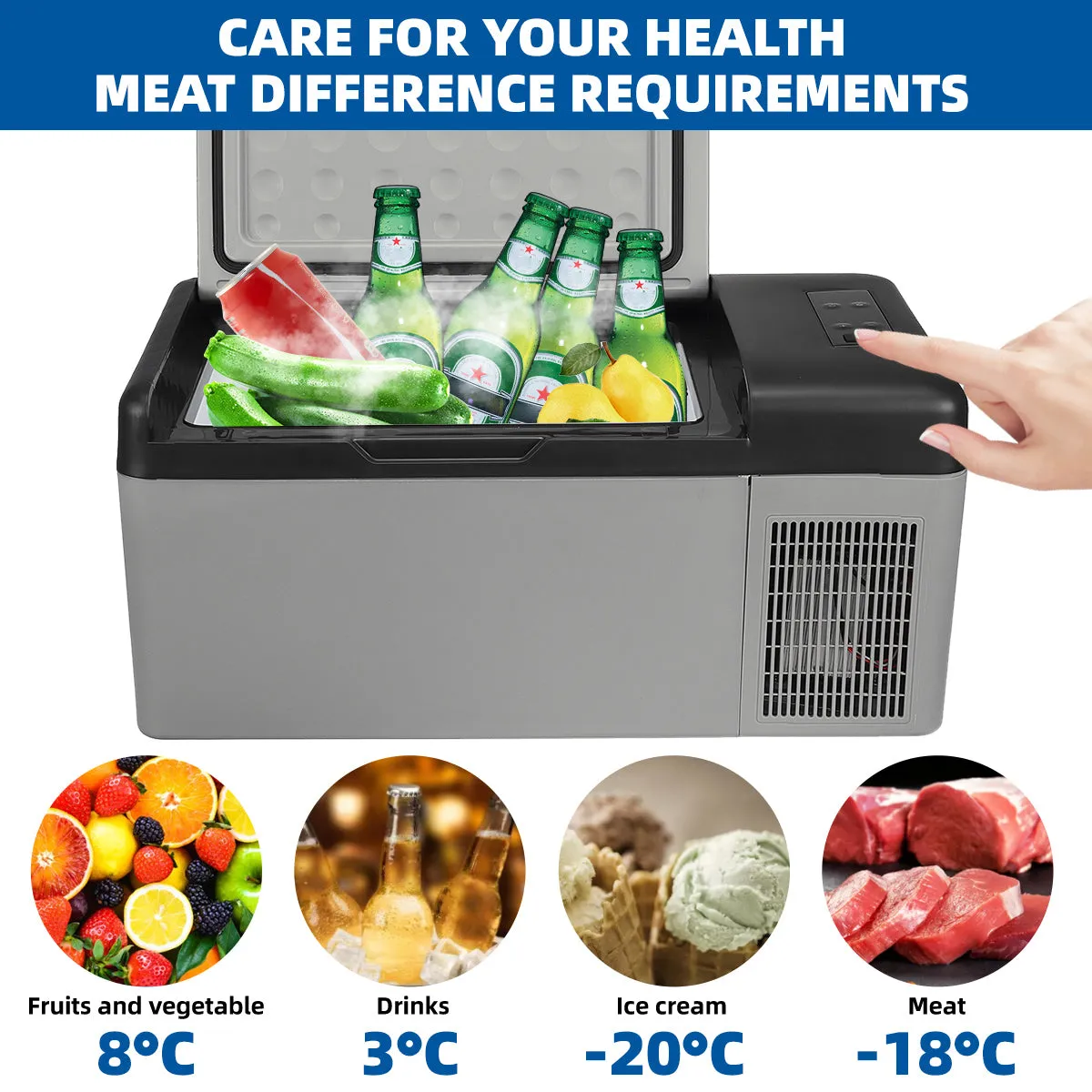 F20 Portable Refrigerator, bluetooth Control, Mini 15L