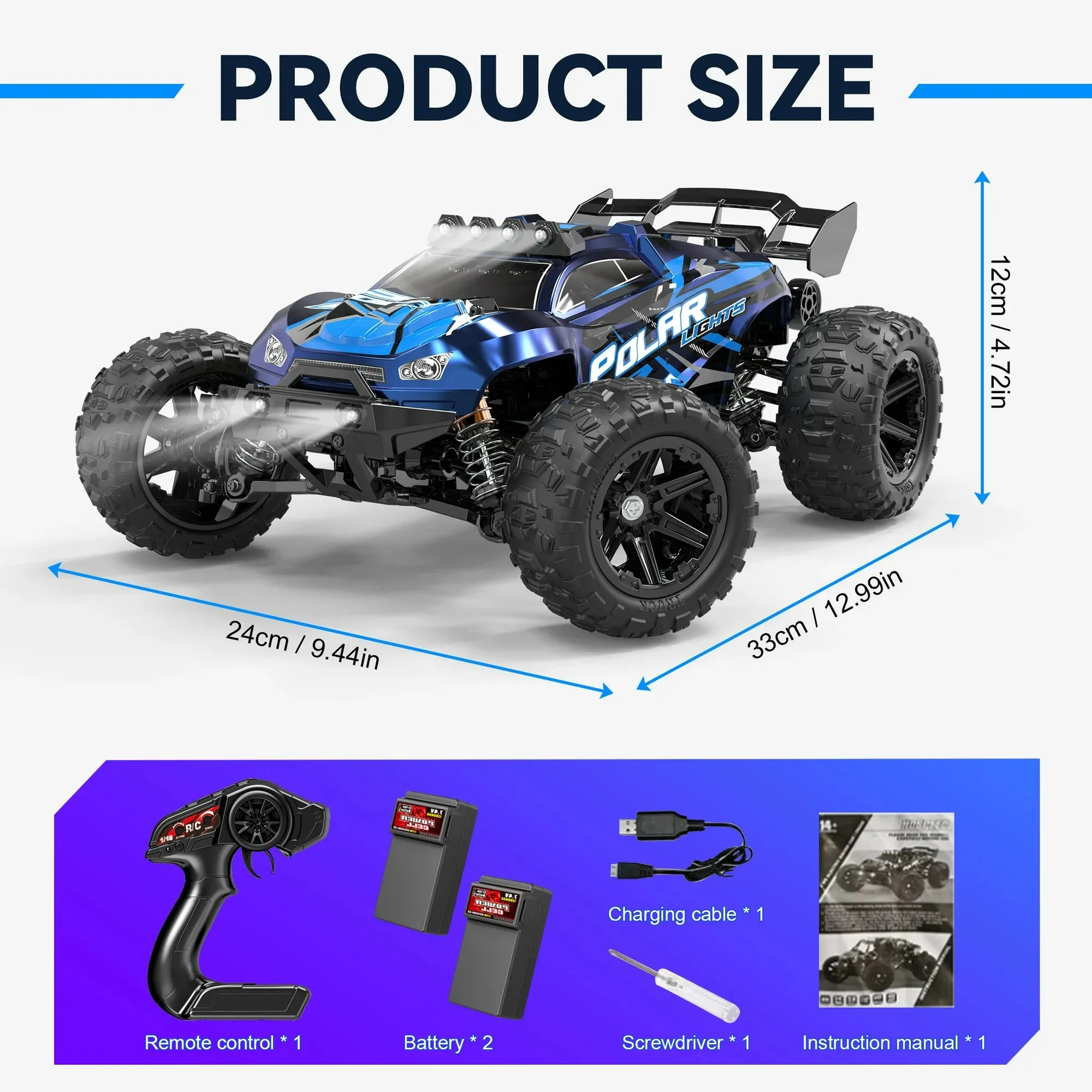 FAGINEY HS14322 RC Cars for Adults Fast 40 MPH 1:14 Waterproof Off-Road RC Truck, Blue