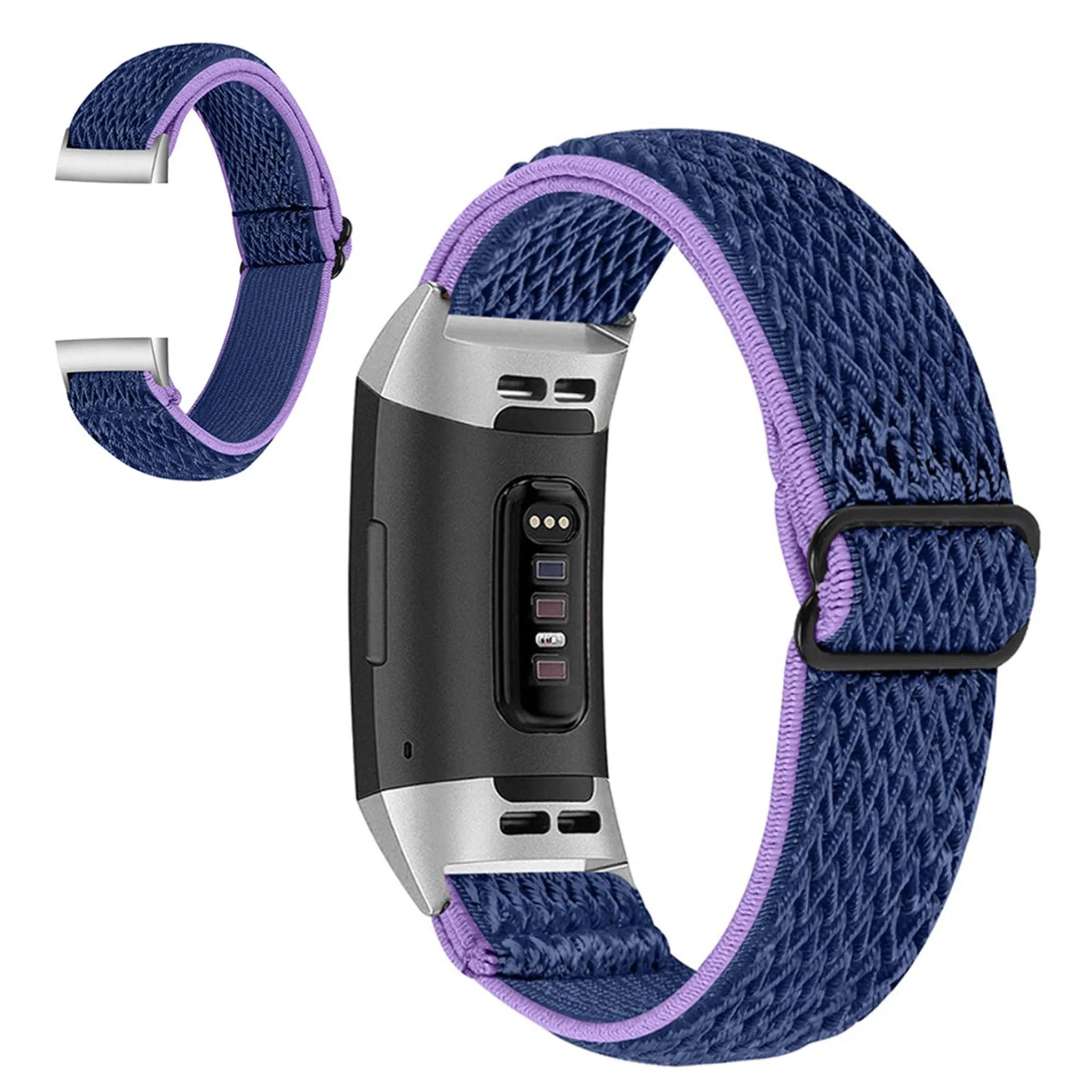 Fitbit Charge 3 nylon sports style watch strap - Purple / Blue