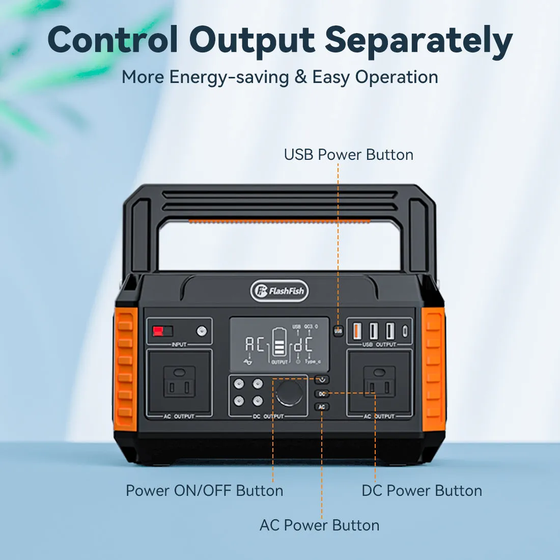 Flashfish 560W Portable Power Station, 520Wh/140400mAh Solar Generator Backup Power with 2x110V/560W AC Outlets, 5xDC Output and 4xUSB Outputs, Lithium Battery pack Lithium Battery Pack for Outdoor RV